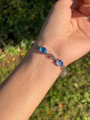 Butterfly Wing Bracelet – Nature-Inspired Specimen Jewelry with Blue Wings Oval Style