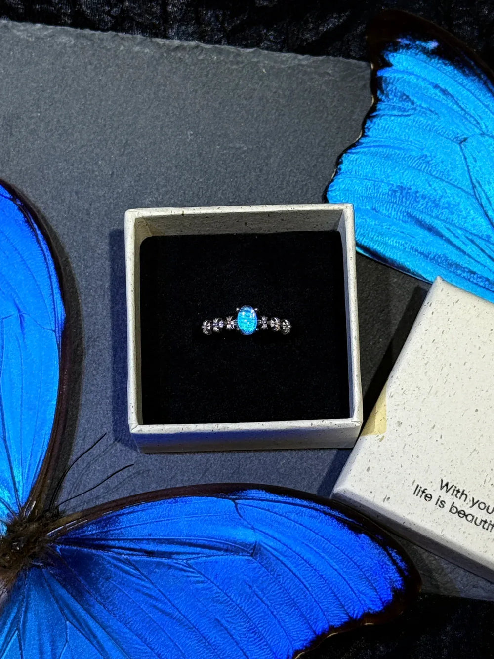 Butterfly Wing Specimen Ring | Handmade Nature-Inspired Jewelry (Multiple Styles) Style 7