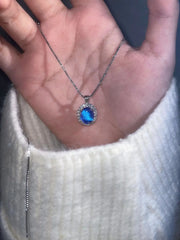 Blue Morpho Butterfly Wing Pendant Necklace