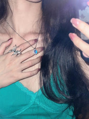 Blue Morpho Butterfly Wing Pendant Necklace