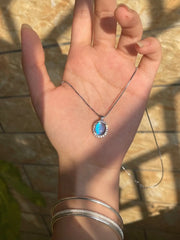 Blue Morpho Butterfly Wing Pendant Necklace