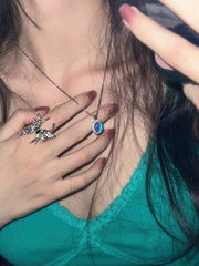 Blue Morpho Butterfly Wing Pendant Necklace