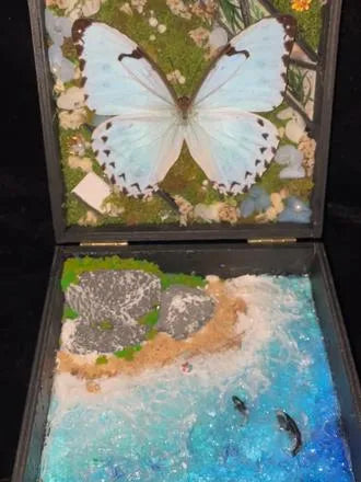 Handmade Butterfly & Ocean Diorama Keepsake Box