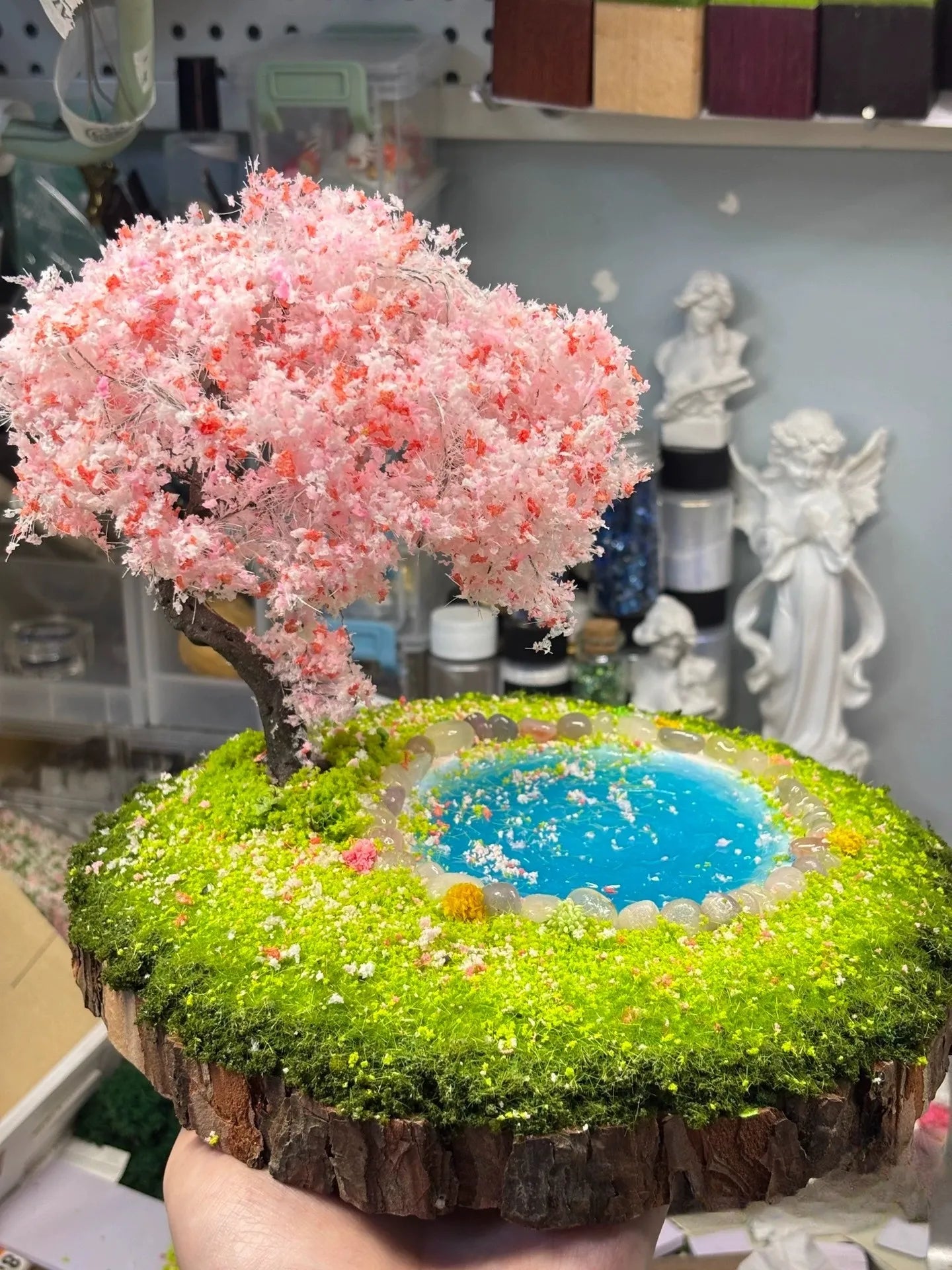 Sakura Serenity Pond – Handcrafted Miniature Diorama Sakura Serenity Pond – Handcrafted Miniature Diorama