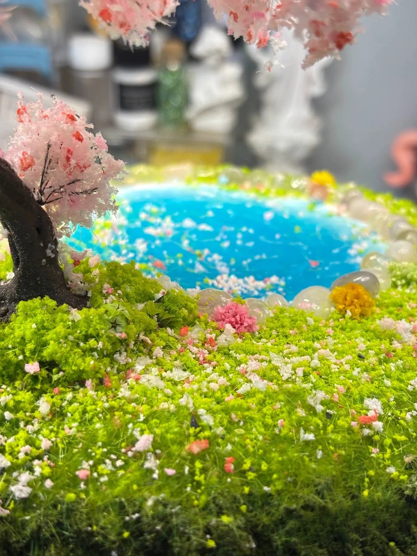 Sakura Serenity Pond – Handcrafted Miniature Diorama Sakura Serenity Pond – Handcrafted Miniature Diorama