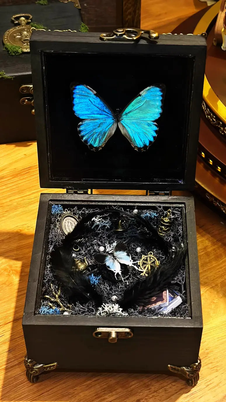 Handmade Butterfly Music Box – Wind-Up Keepsake with Real Specimen🎁 Handmade Butterfly Music Box – Wind-Up Keepsake with Real Specimen🎁