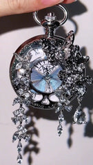 Butterfly Pocket Watch – Vintage-Inspired Keepsake with Crystal Charms (Moving Hands)
