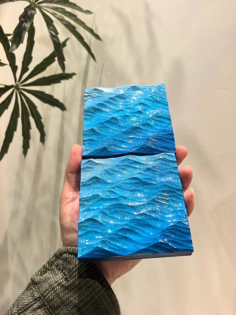 Hand-Carved Basswood Ocean Wave Art – Handmade Wooden Decorative Sculpture(100% Handmade)