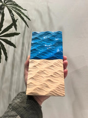 Hand-Carved Basswood Ocean Wave Art – Handmade Wooden Decorative Sculpture(100% Handmade)