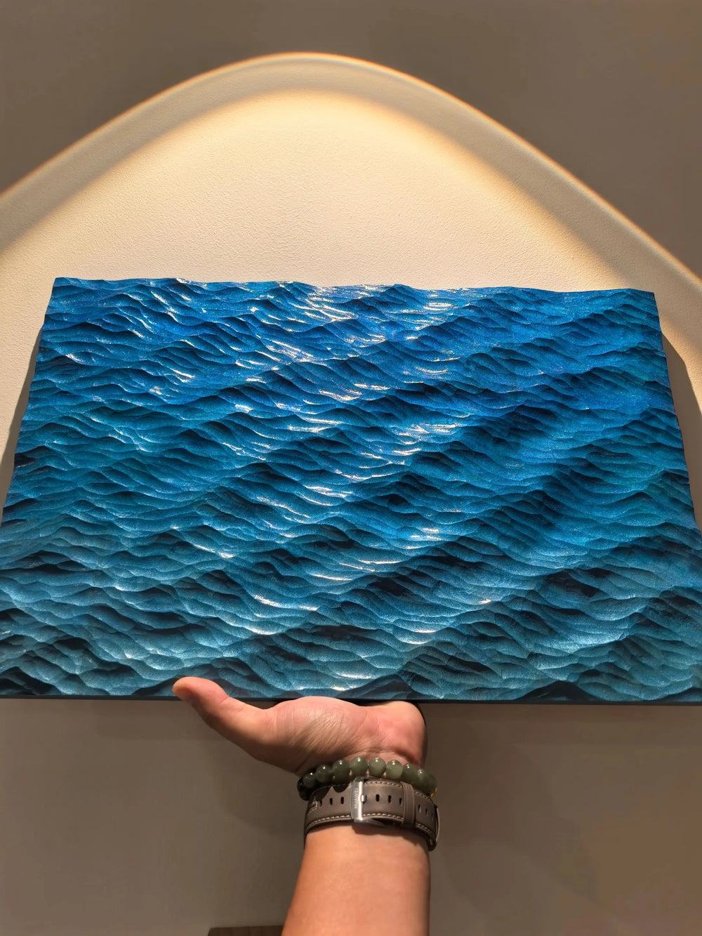 Hand-Carved Basswood Ocean Wave Art – Handmade Wooden Decorative Sculpture(100% Handmade)