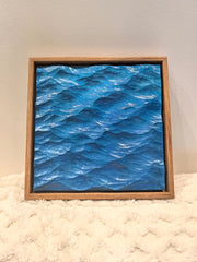 Hand-Carved Basswood Ocean Wave Art – Handmade Wooden Decorative Sculpture(100% Handmade) 20cm*20cm