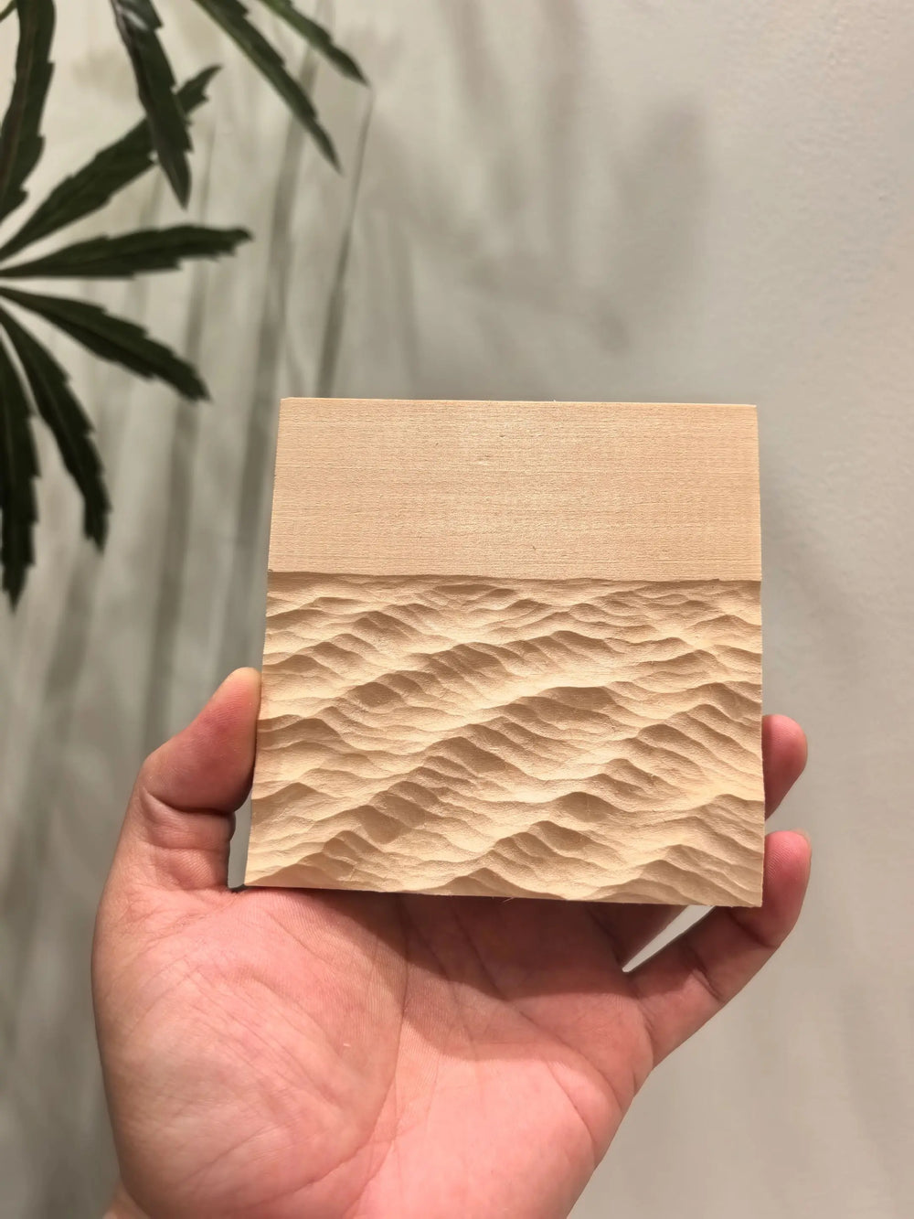 Hand-Carved Basswood Ocean Wave Art - "Sunset Horizon" | Handmade Wooden Decorative Sculpture