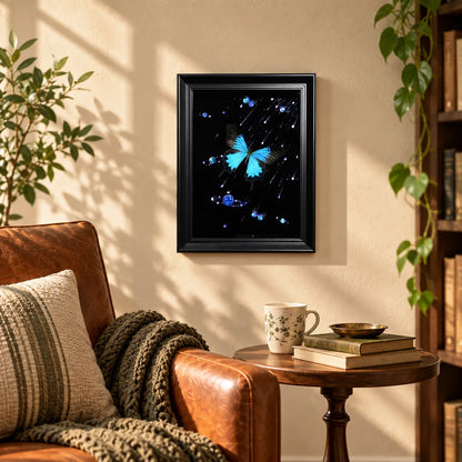Celestial Blue Butterfly Frame – Galaxy-Inspired Butterfly Art