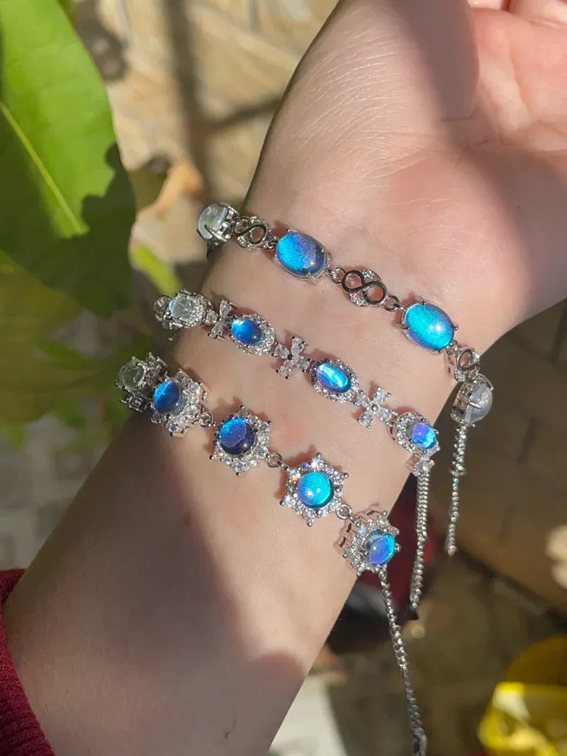 Butterfly Wing Bracelet – Nature-Inspired Specimen Jewelry with Blue Wings