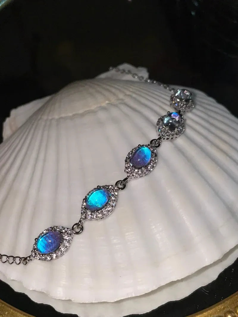 Butterfly Wing Bracelet – Nature-Inspired Specimen Jewelry with Blue Wings