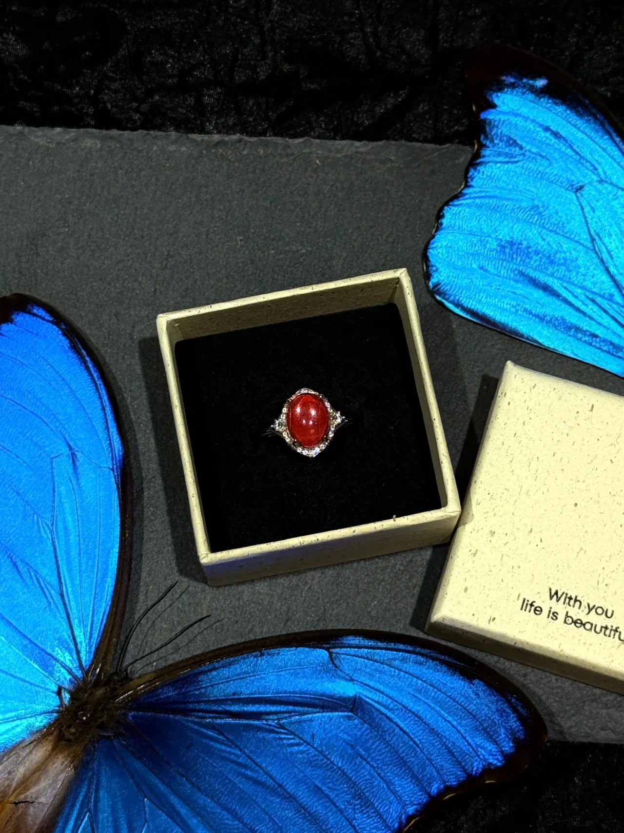 Butterfly Wing Specimen Ring | Handmade Nature-Inspired Jewelry (Multiple Styles) Style 16