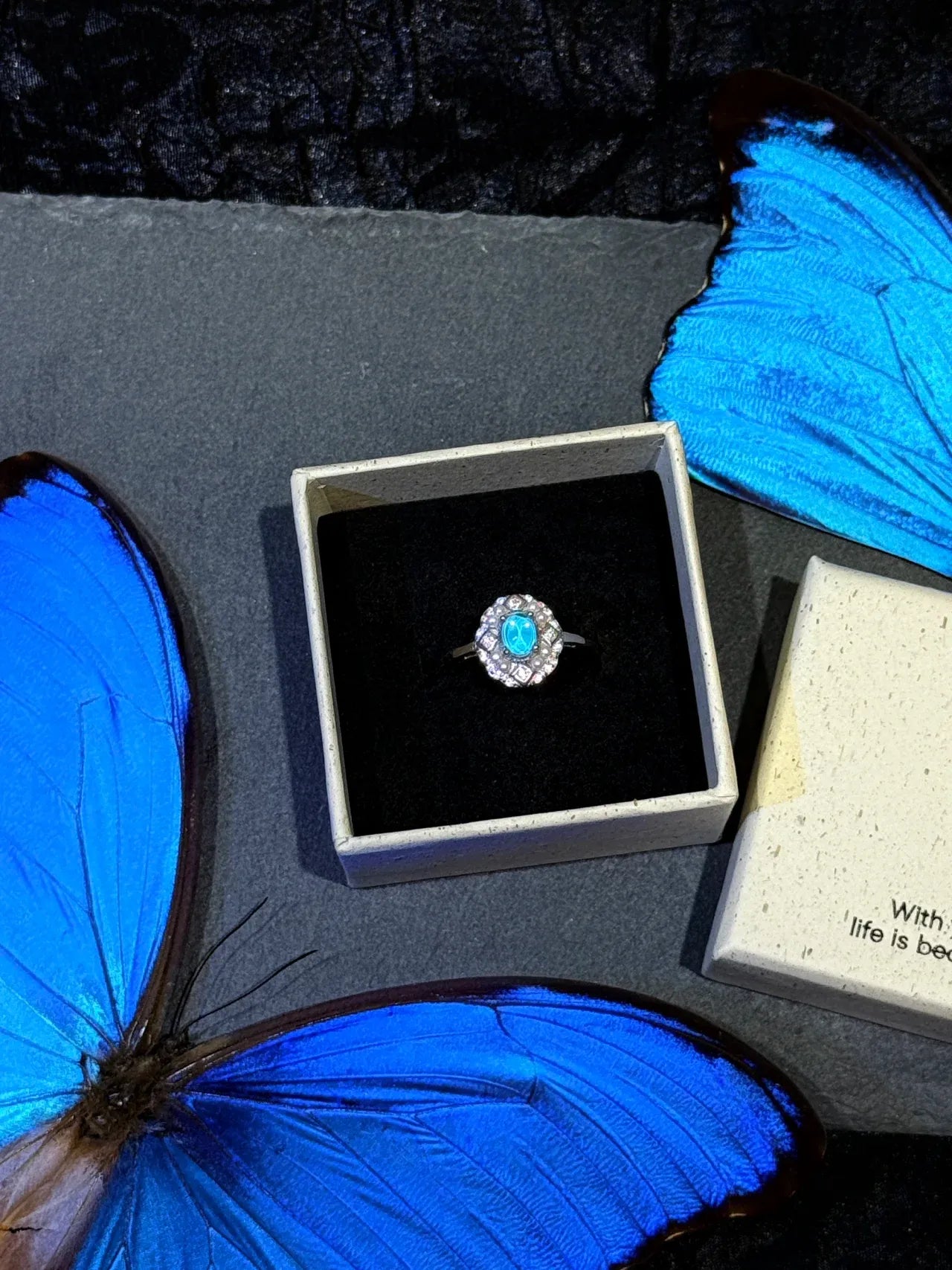 Butterfly Wing Specimen Ring | Handmade Nature-Inspired Jewelry (Multiple Styles) Style 15