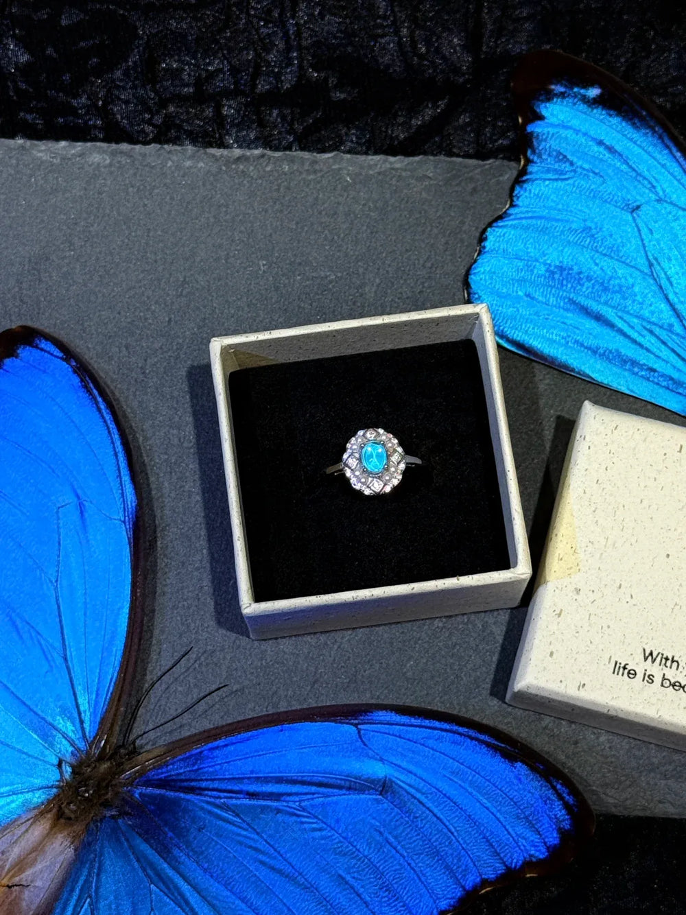 Butterfly Wing Specimen Ring | Handmade Nature-Inspired Jewelry (Multiple Styles) Style 15