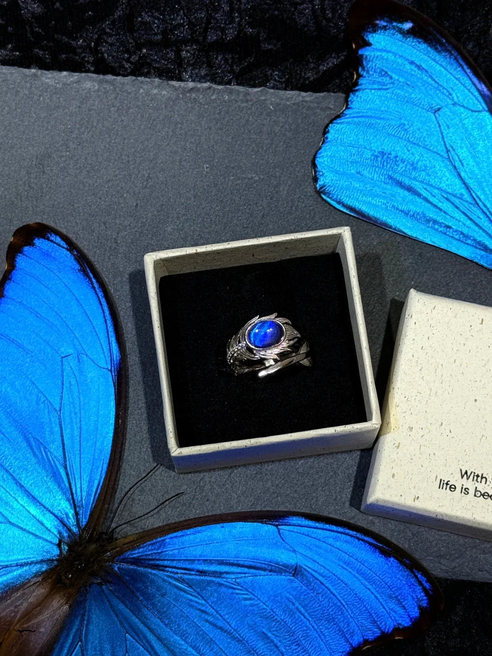 Butterfly Wing Specimen Ring | Handmade Nature-Inspired Jewelry (Multiple Styles) Style 5