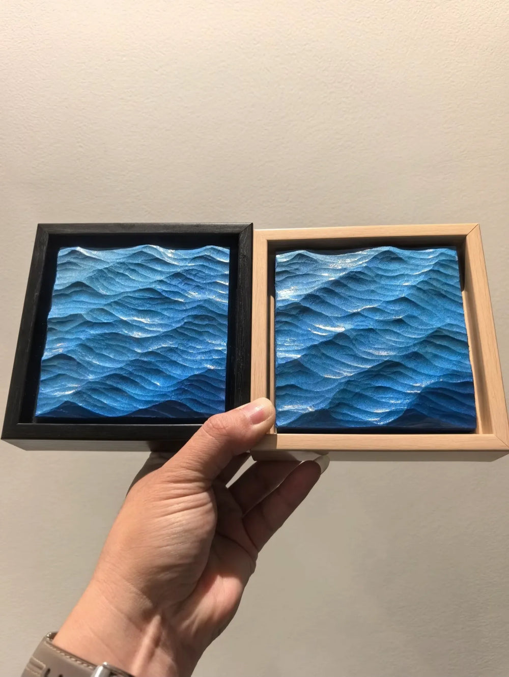 Hand-Carved Basswood Ocean Wave Art – Handmade Wooden Decorative Sculpture(100% Handmade)