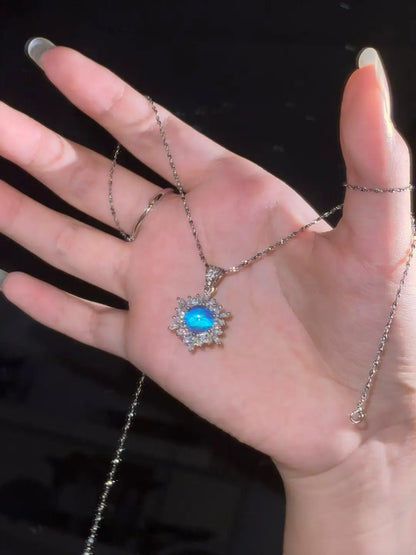 Blue Morpho Butterfly Wing Pendant Necklace snowflake