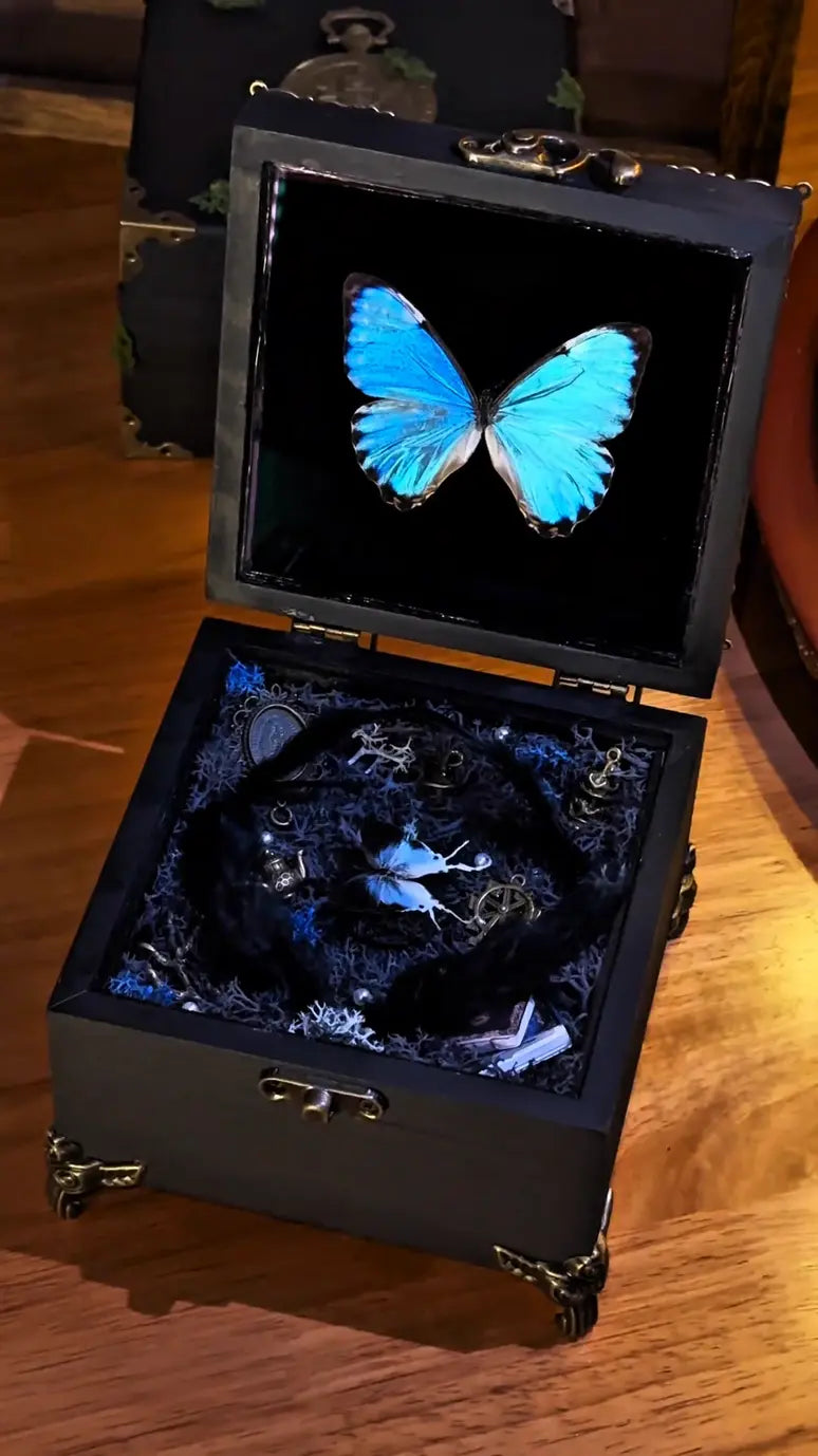 Handmade Butterfly Music Box – Wind-Up Keepsake with Real Specimen🎁