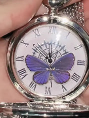 Butterfly & Rose Pocket Watch – Handcrafted Vintage Crystal Timepiece (Movable Hands)