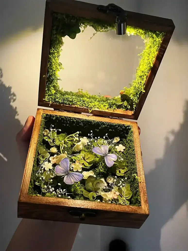 Gray-Violet Butterfly Specimen Box – Handmade Nature Keepsake with Realistic Details
