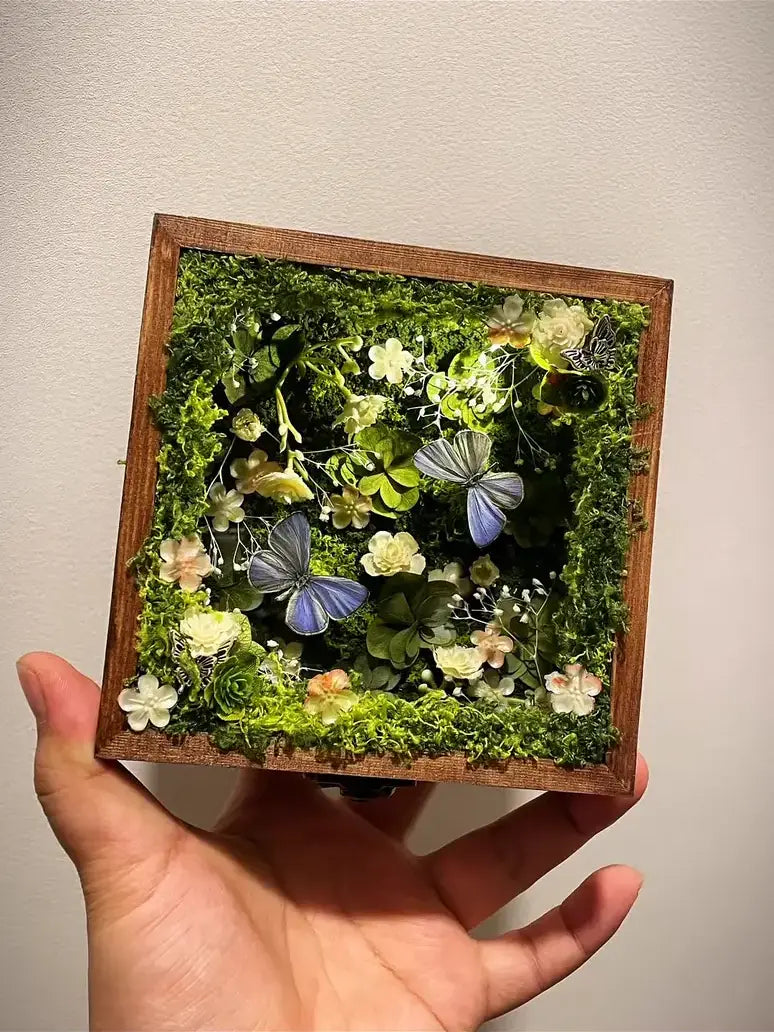 Gray-Violet Butterfly Specimen Box – Handmade Nature Keepsake with Realistic Details