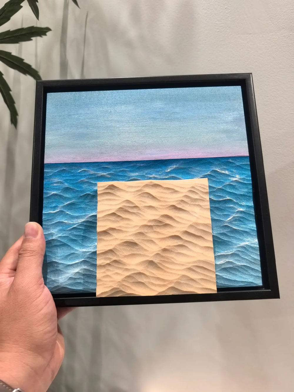 Hand-Carved Basswood Ocean Wave Art – Handmade Wooden Decorative Sculpture(100% Handmade)