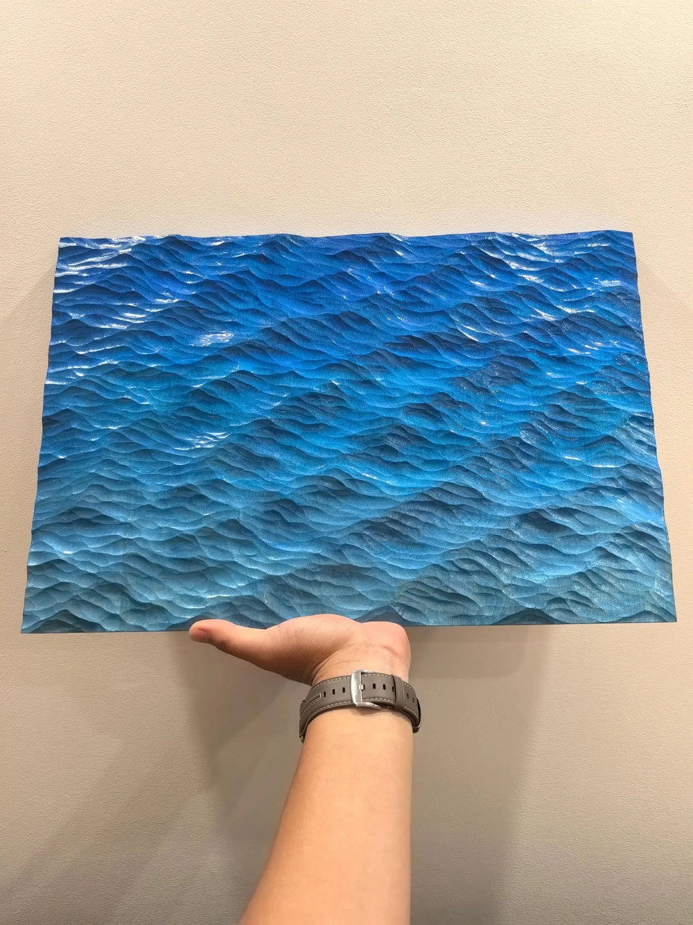 Hand-Carved Basswood Ocean Wave Art – Handmade Wooden Decorative Sculpture(100% Handmade) 60cm*40cm