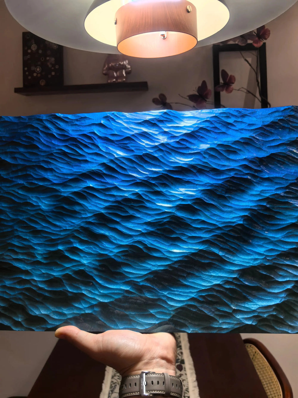 Hand-Carved Basswood Ocean Wave Art – Handmade Wooden Decorative Sculpture(100% Handmade)
