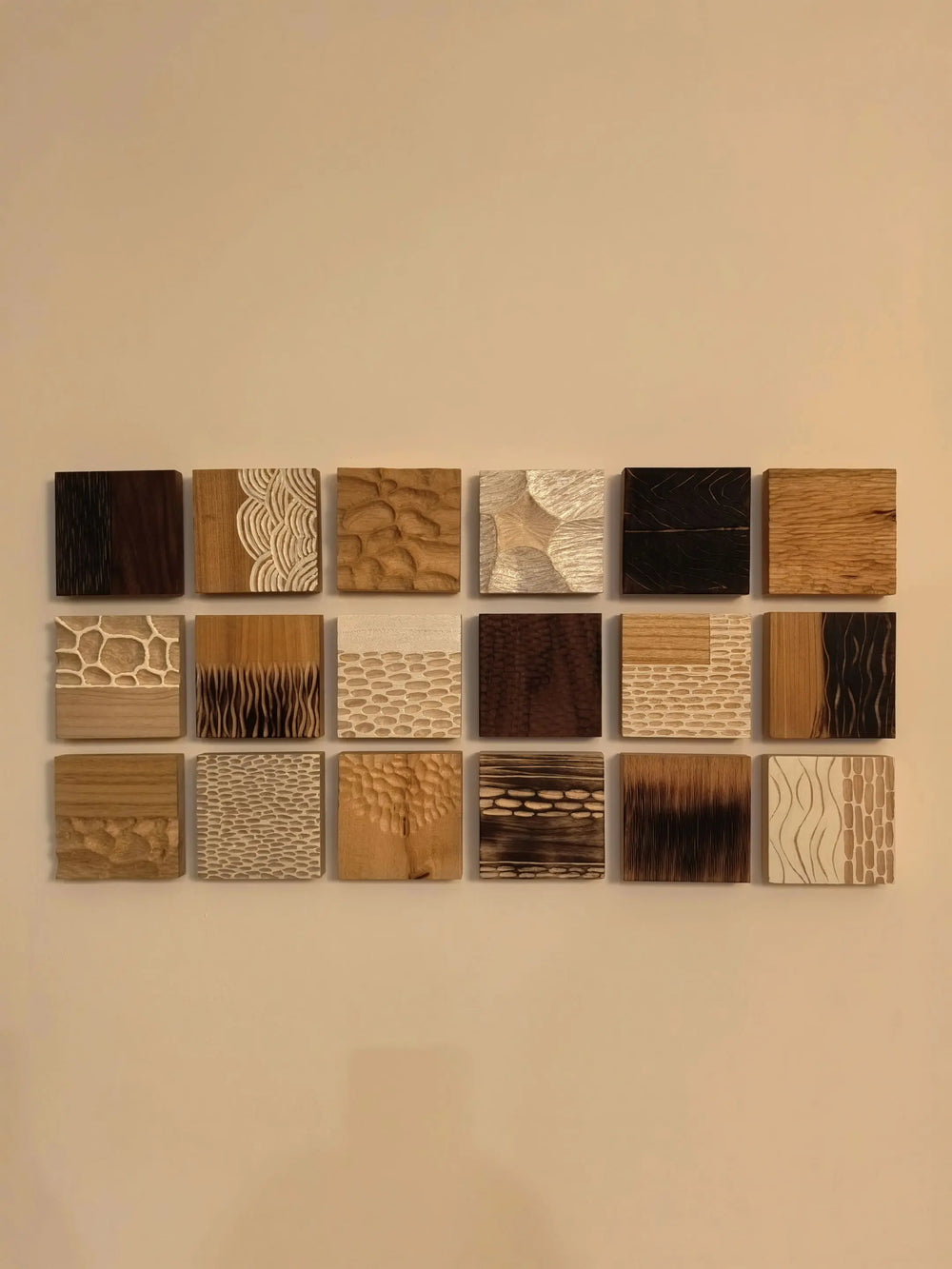 The Artisan Wood Block Gallery Set | Hand-Carved 3D Wall Art (Set of 27)