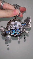 Elegant Butterfly Wing Pocket Watch Necklace – A Timeless Gift